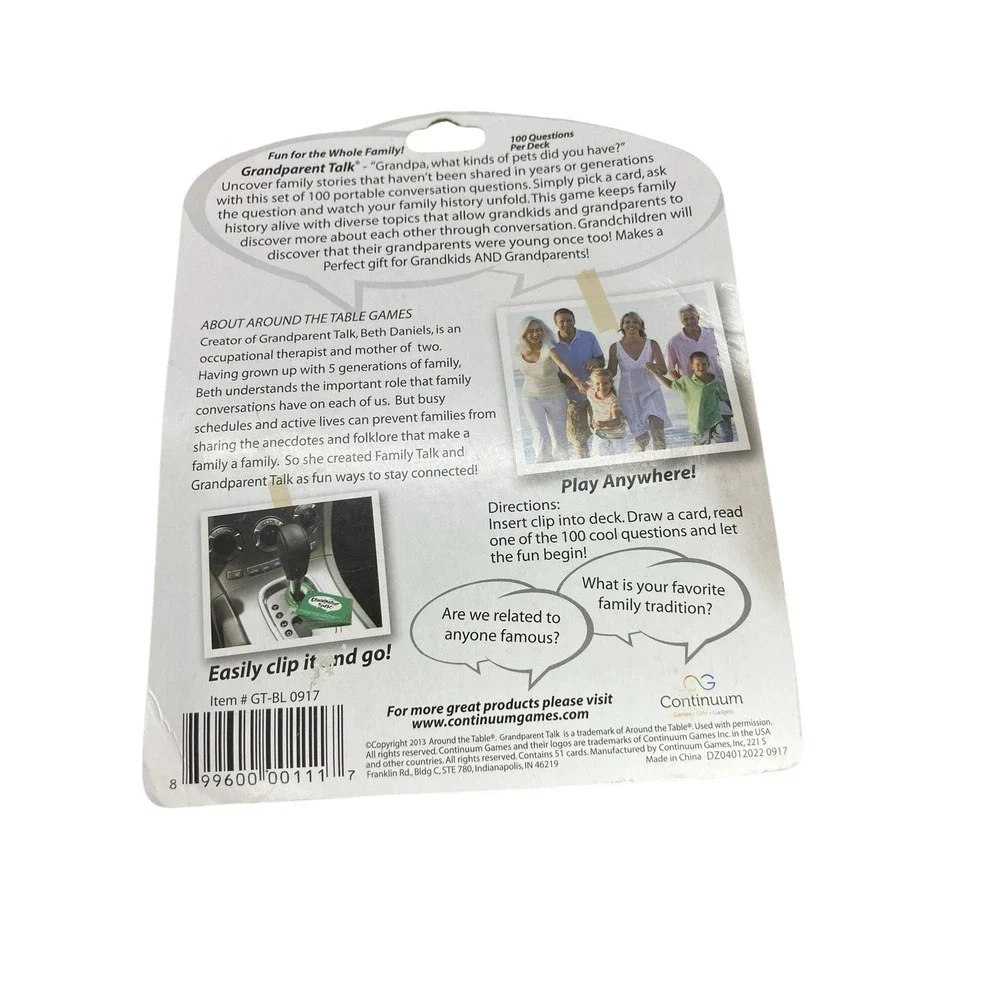 Continuum Games Grandparent Talk Award Winning 100 Conversation Questions New‎